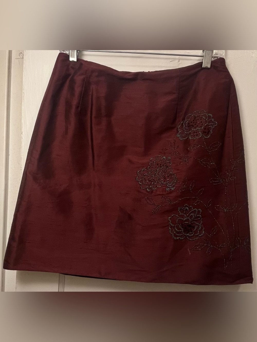 Vintage Ann Taylor 100% Silk Beaded Mini Skirt - Size 6